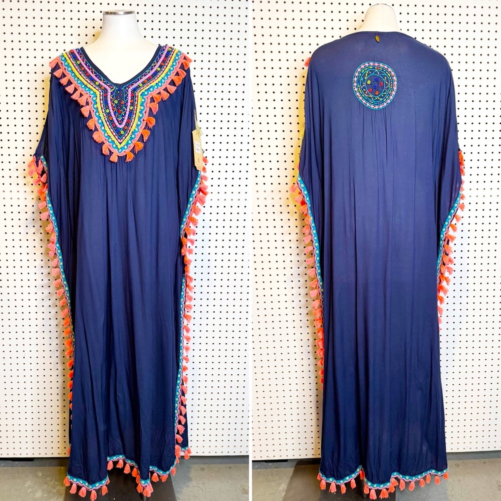 Ruby Yaya‎ | NEW Nuevo Maxi Dress in Navy — Swim Coverup or Mumu Sz. L